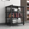 Audio Component Rack 1/2/3/4-Layer HiFi Audio Cabinet AV Media Storage Shelves Open Stereo Cabinet for HiFi Audio Equipment(Black,4 Tier/60x40x70cm)