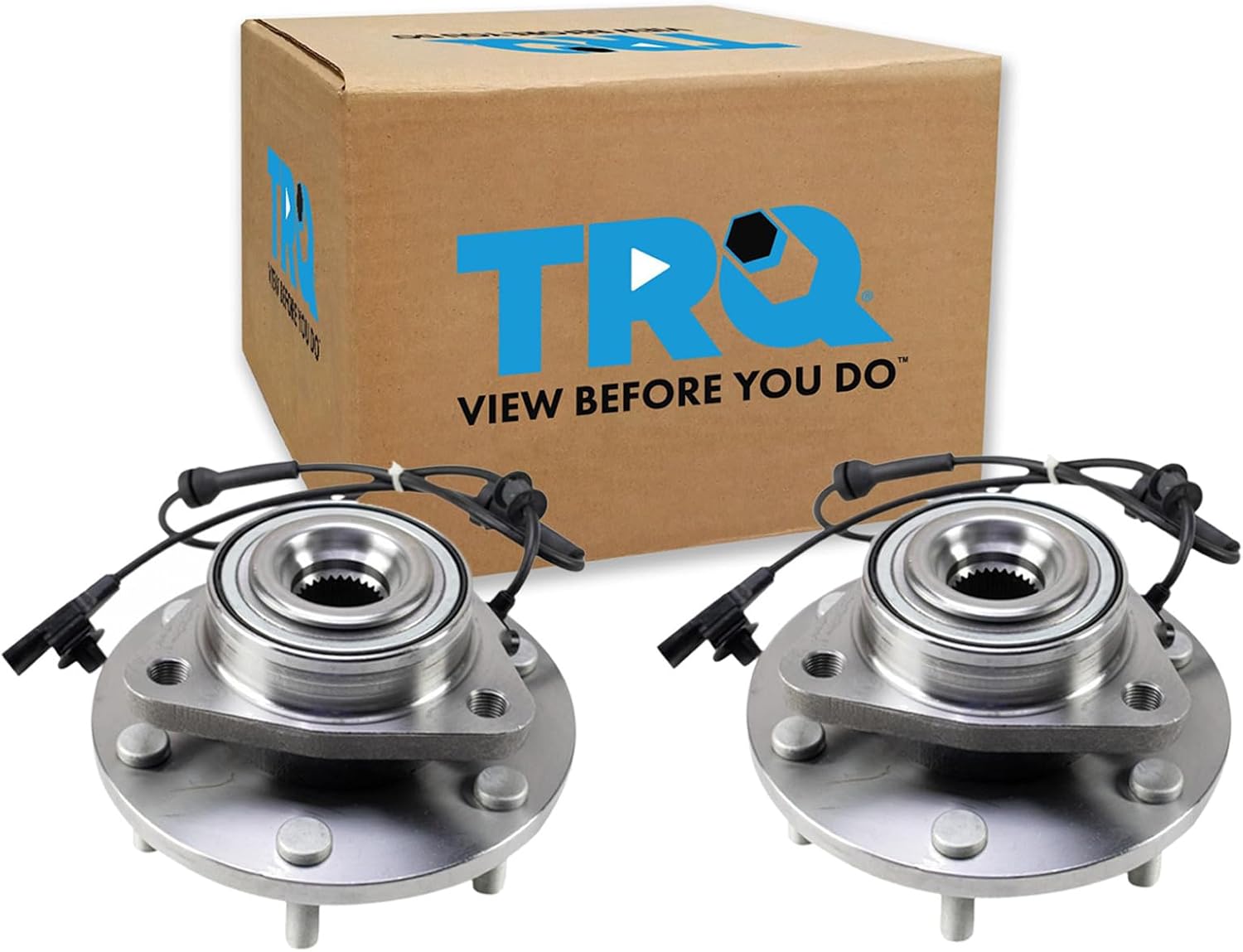 TRQ Front Left and Right Wheel Bearing and Hub Assembly Set 2 Piece Compatible with 2017-2023 Nissan Titan 4WD