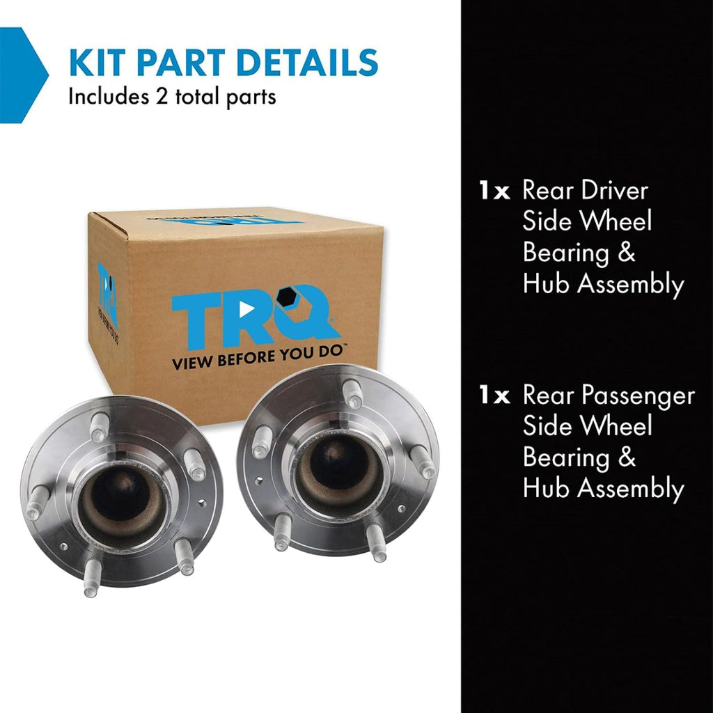 TRQ Rear Left and Right Wheel Bearing and Hub Assembly Set 2 Piece Compatible with 2018-2022 Chevrolet Equinox FWD 2018-2022 GMC Terrain FWD