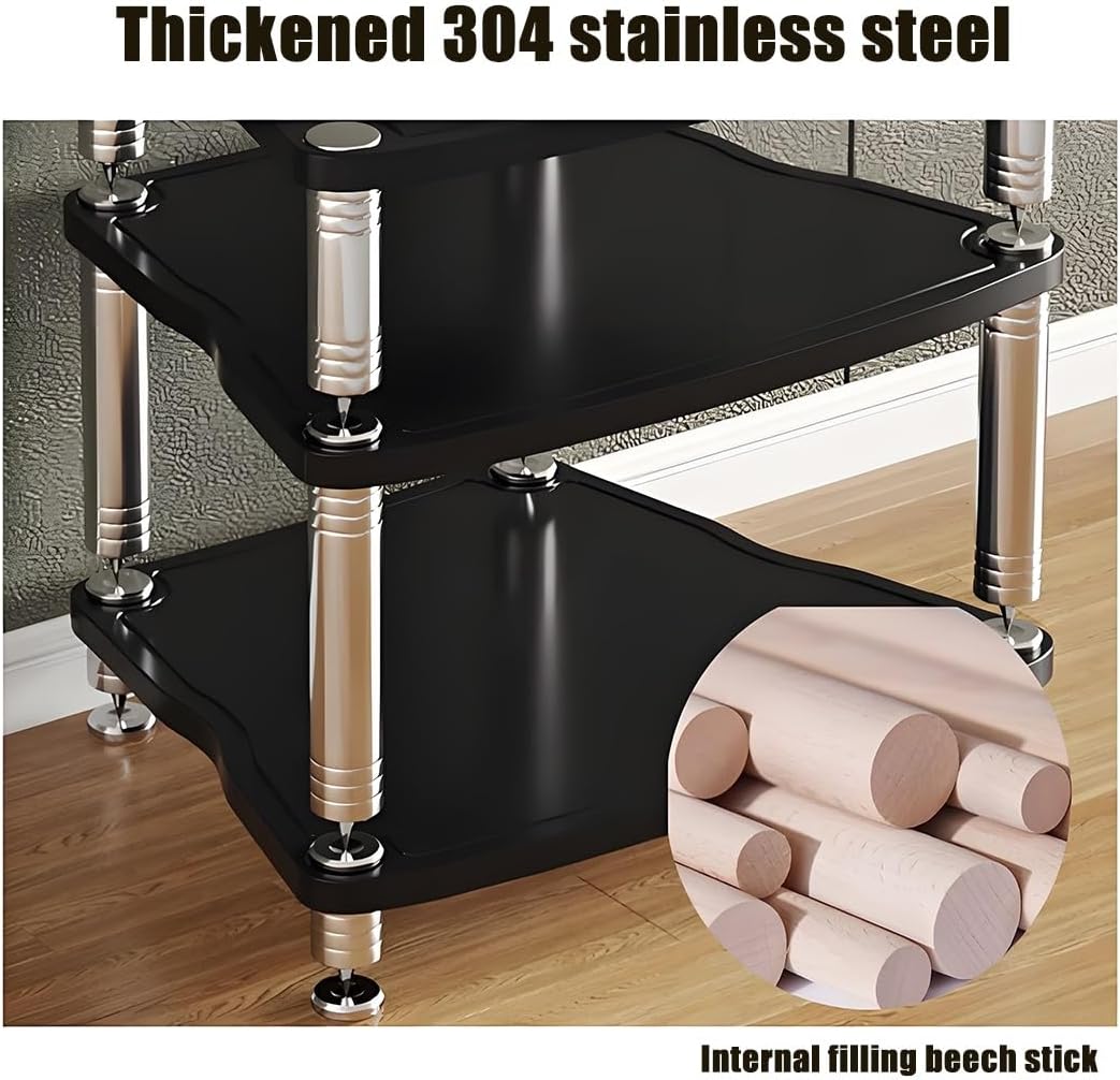 1/2/3/4-layer Media Stand, HiFi Audio Rack, Media Storage Cabinet, MDF Stereo Cabinet, with Shock-Absorbing Feet Power Amplifier Shelf Equipment Cabinet(Wood Color,25.5'x26.1'x16.1')