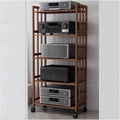 Media Stand 5 Tier 62 Inch Tall Cabinet Furniture For Stereo Equipment, Movable Corner TV Entertainment Center, AV Component Storage Media Tower, Audio-Video Shelving Unit For Gaming Recording Living