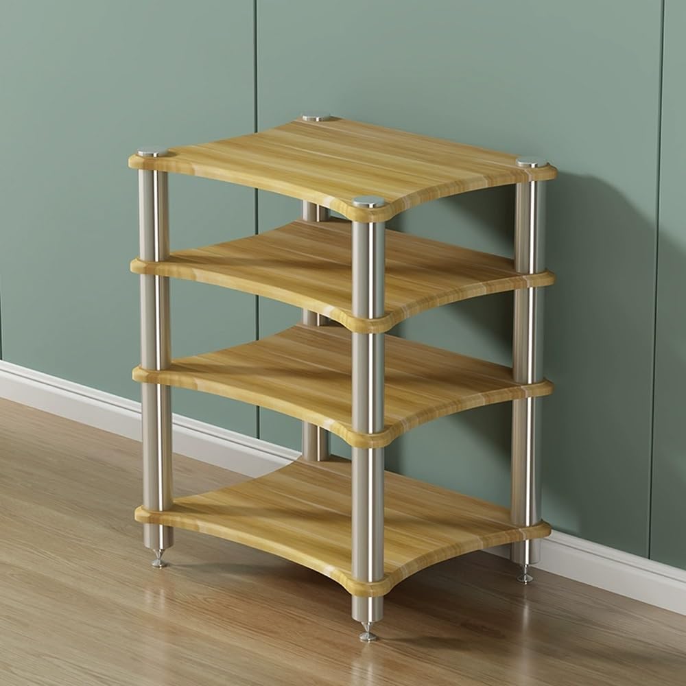 33' High Audio Component Rack - Corner Shelf Tower for Record Player & Stereo Receiver - Hifi Audiophile Equipment Cabinet,Yellow-60x48x85 cm