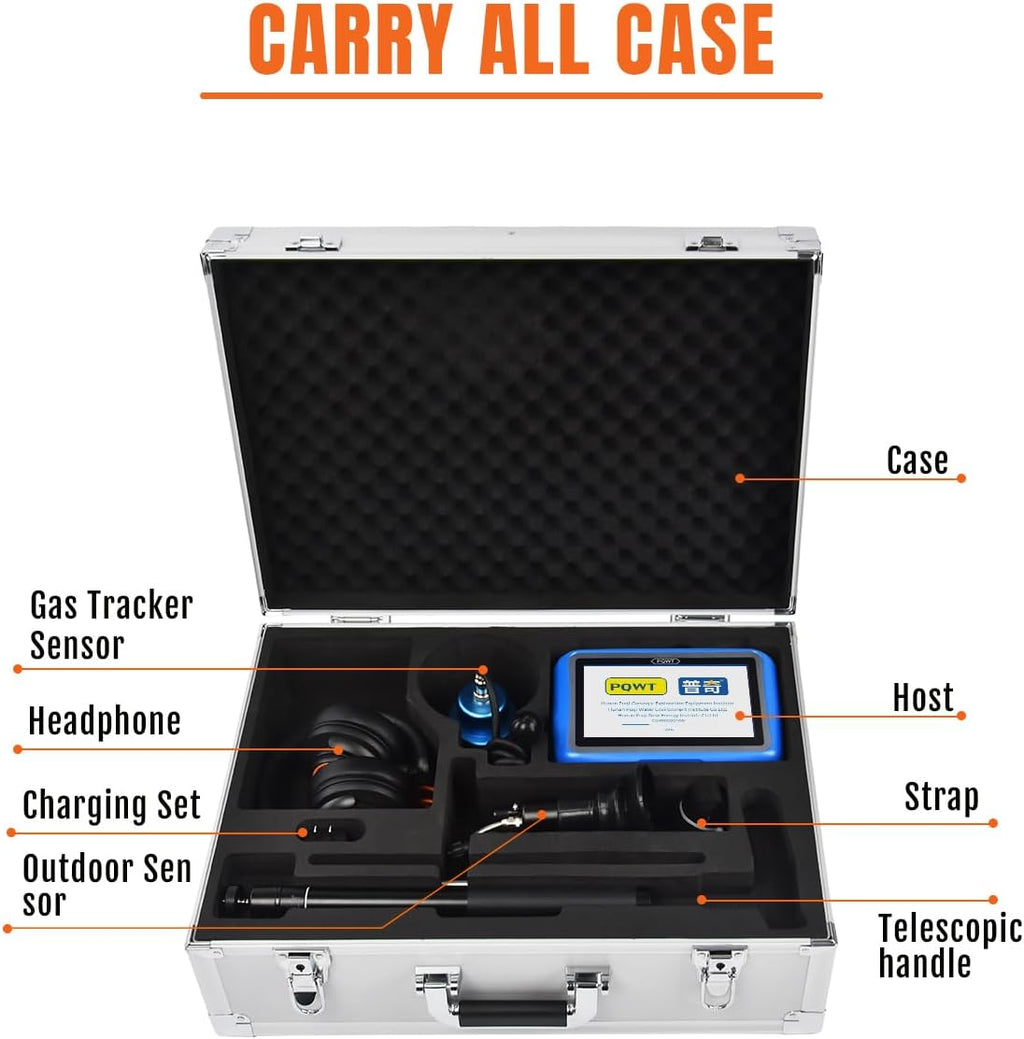 Underground Water Leak Detector Tracer Gas Detector Water Pipe Leakage Detection with Touchscreen Headphone Carrying Case 8m Depth - L9000