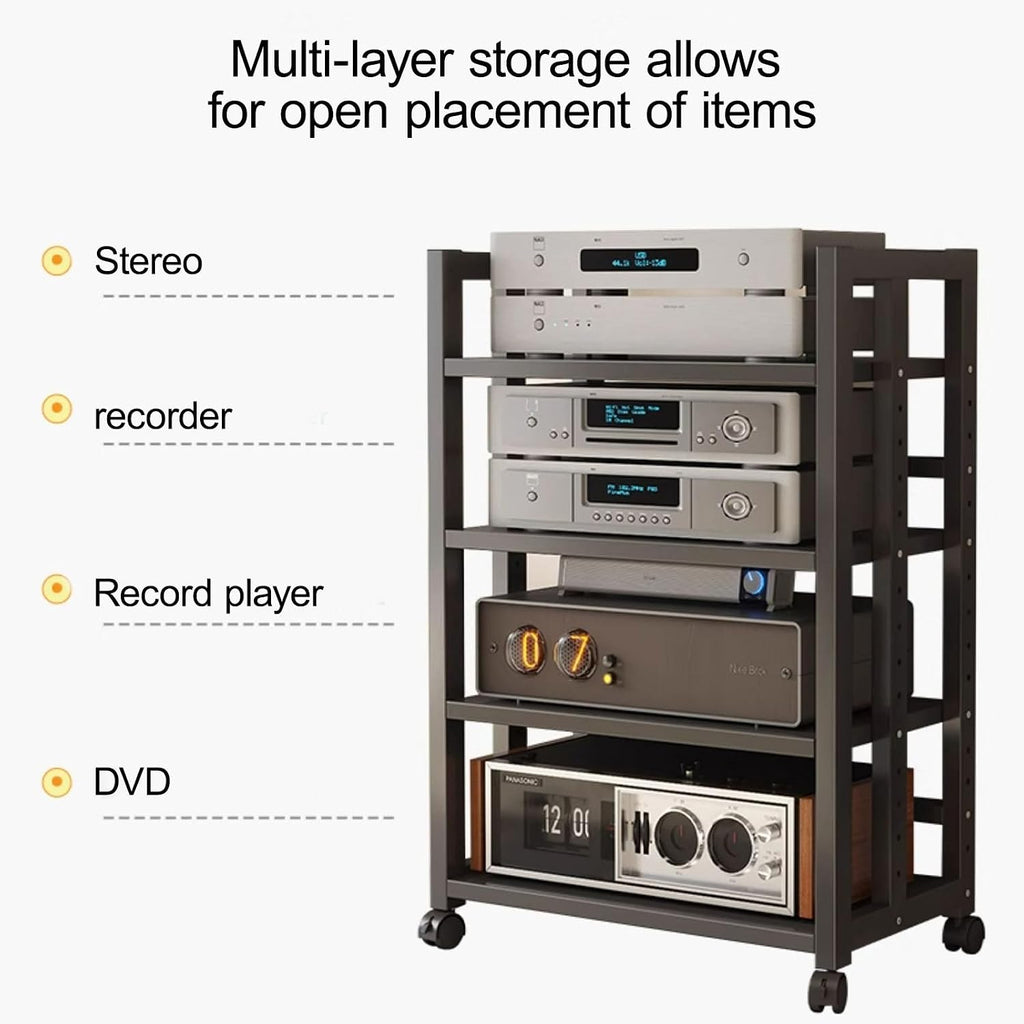 Stereo Cabinet, Media Stand Audio/Video Component, Audio Tower Rack with Adjustable Shelves, Equipment for Vinyl Record Player Stereo Receivers Audio Gear(80 * 90cm/31.5 * 35.4in)