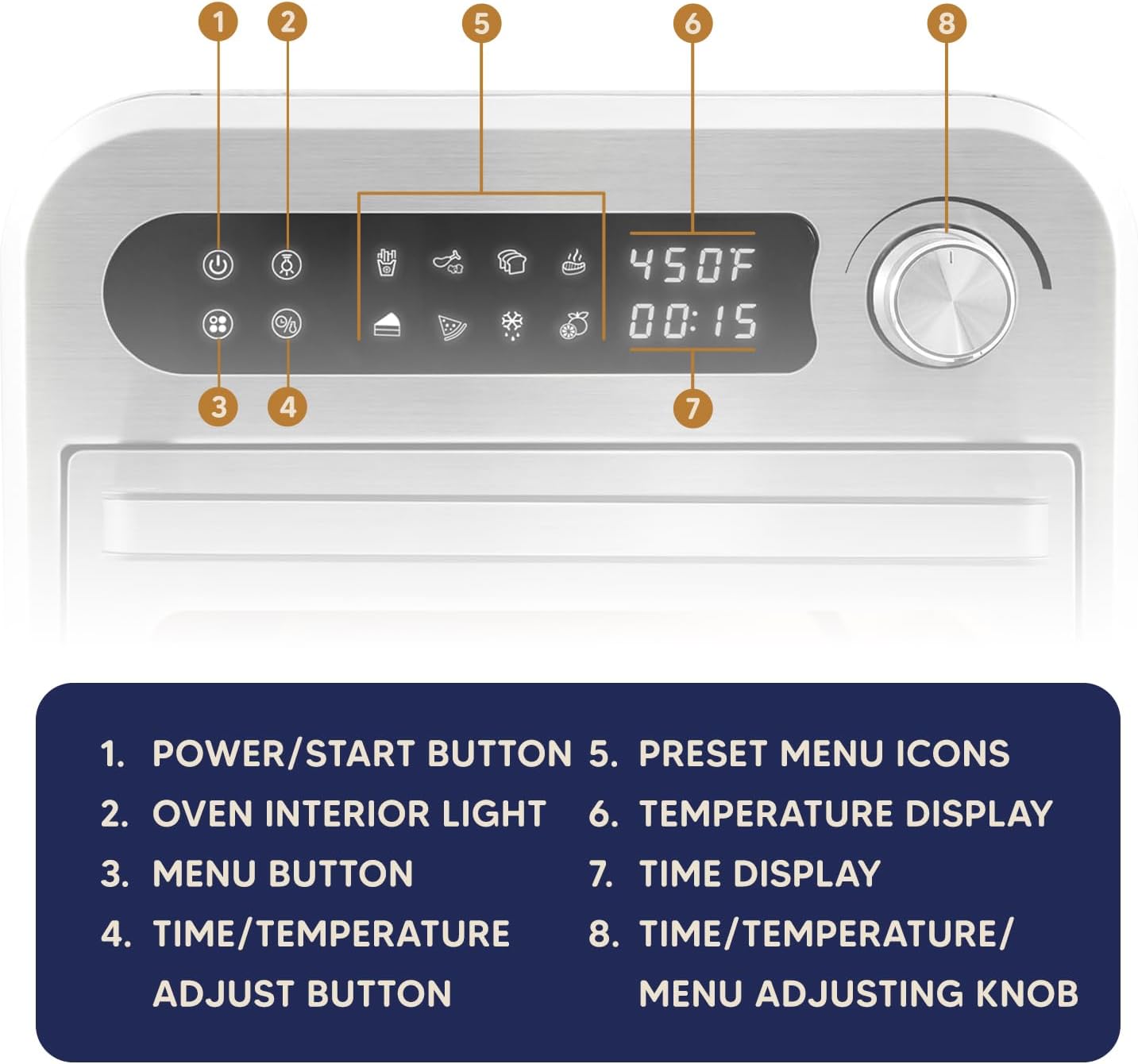 Elite Gourmet EAF1010D Programmable 10L Air Fryer Convection Countertop Oven, 8 Menu Settings, Temperature + Timer Controls, Bake, Toast, Broil, Air Fry, 1500W with Recipes, Steel Exterior