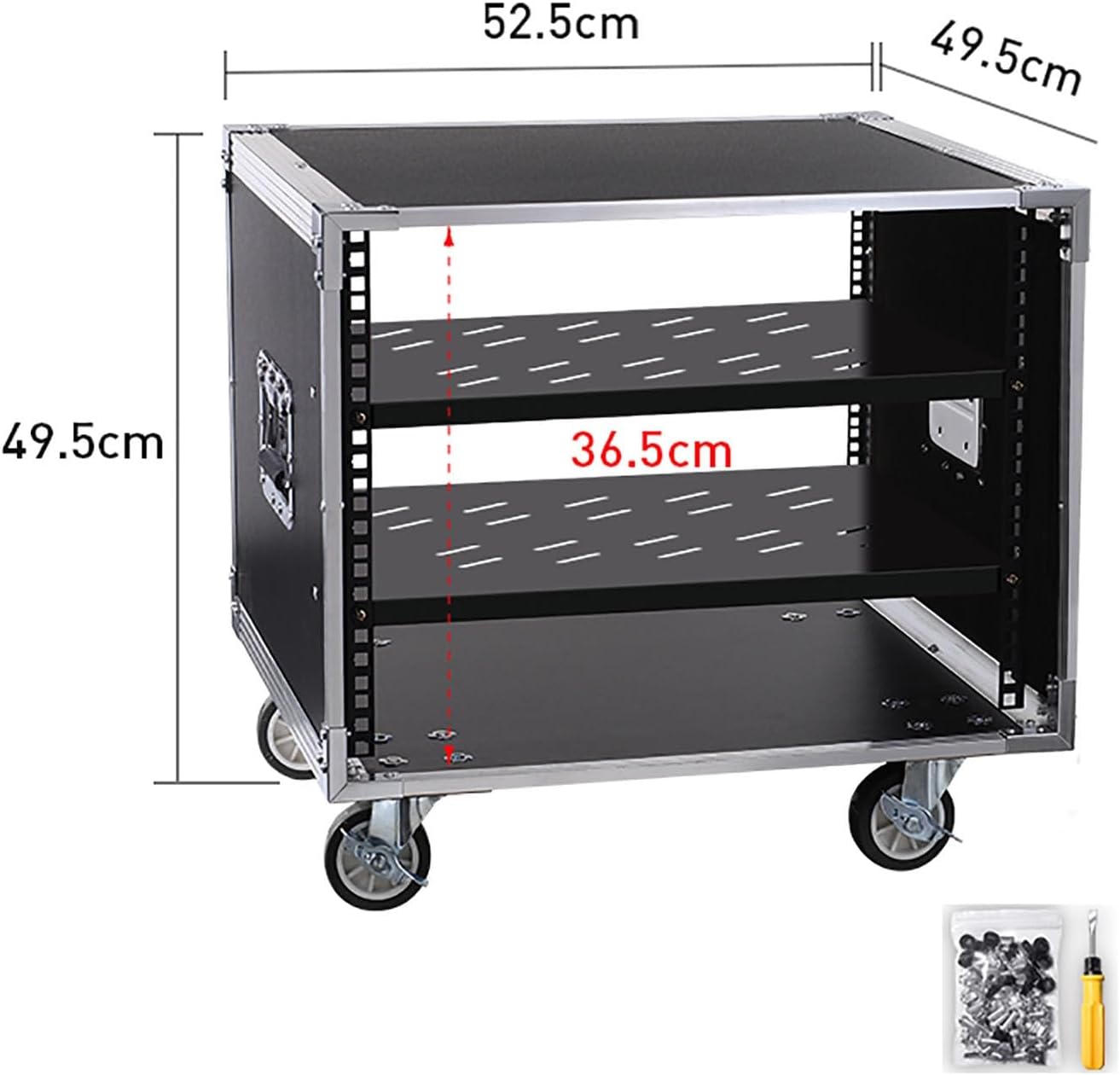 8U Open Frame Server Rack with Casters, Stereo Studio Rack，Network Cabinet Rack Shelf, Rolling Network Rack for Computer/AV/Data/IT Equipment (Size : 8U-2TIER-49.5X52.5CM)