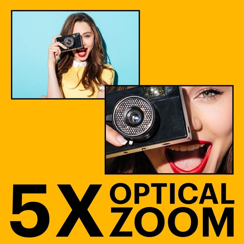 Kodak PIXPRO FZ55-BK 16MP CMOS Sensor Digital Camera 5X Optical Zoom 28mm Wide Angle 1080P Full HD Video 2.7' LCD Vlogging Camera (Black)