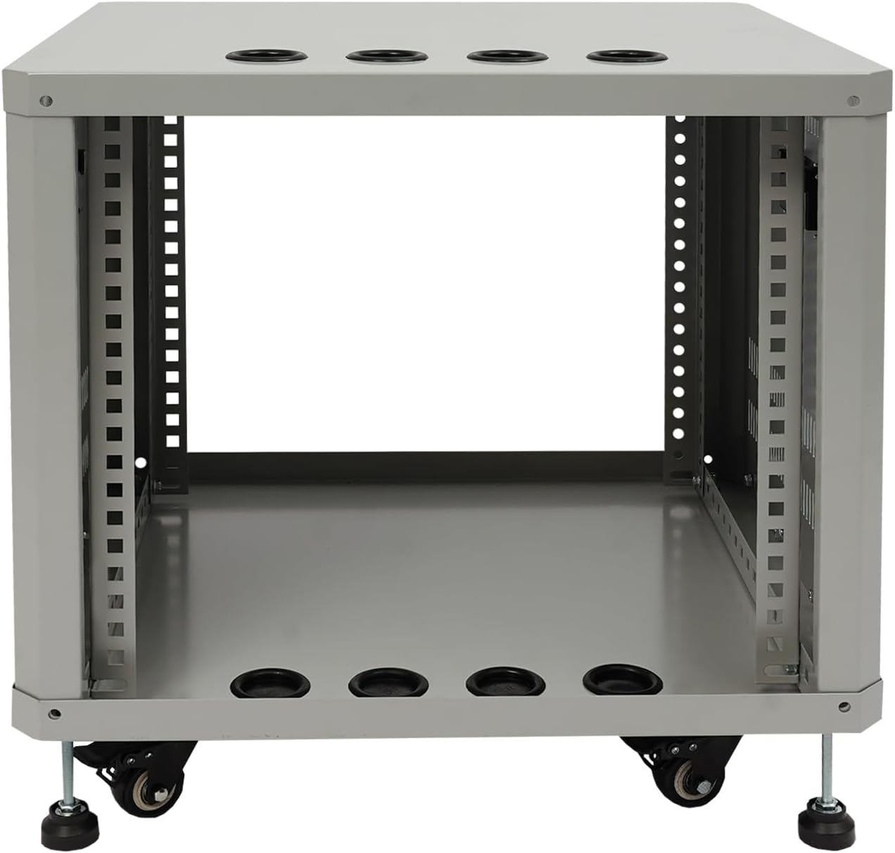 Network Audio Rack with Wheels, Steel Server Rack Cabinet for AV Equipment, Amplifiers, Network Gear, Rolling Universal Rack with Cable Management & Ventilation (Gray, 9U)