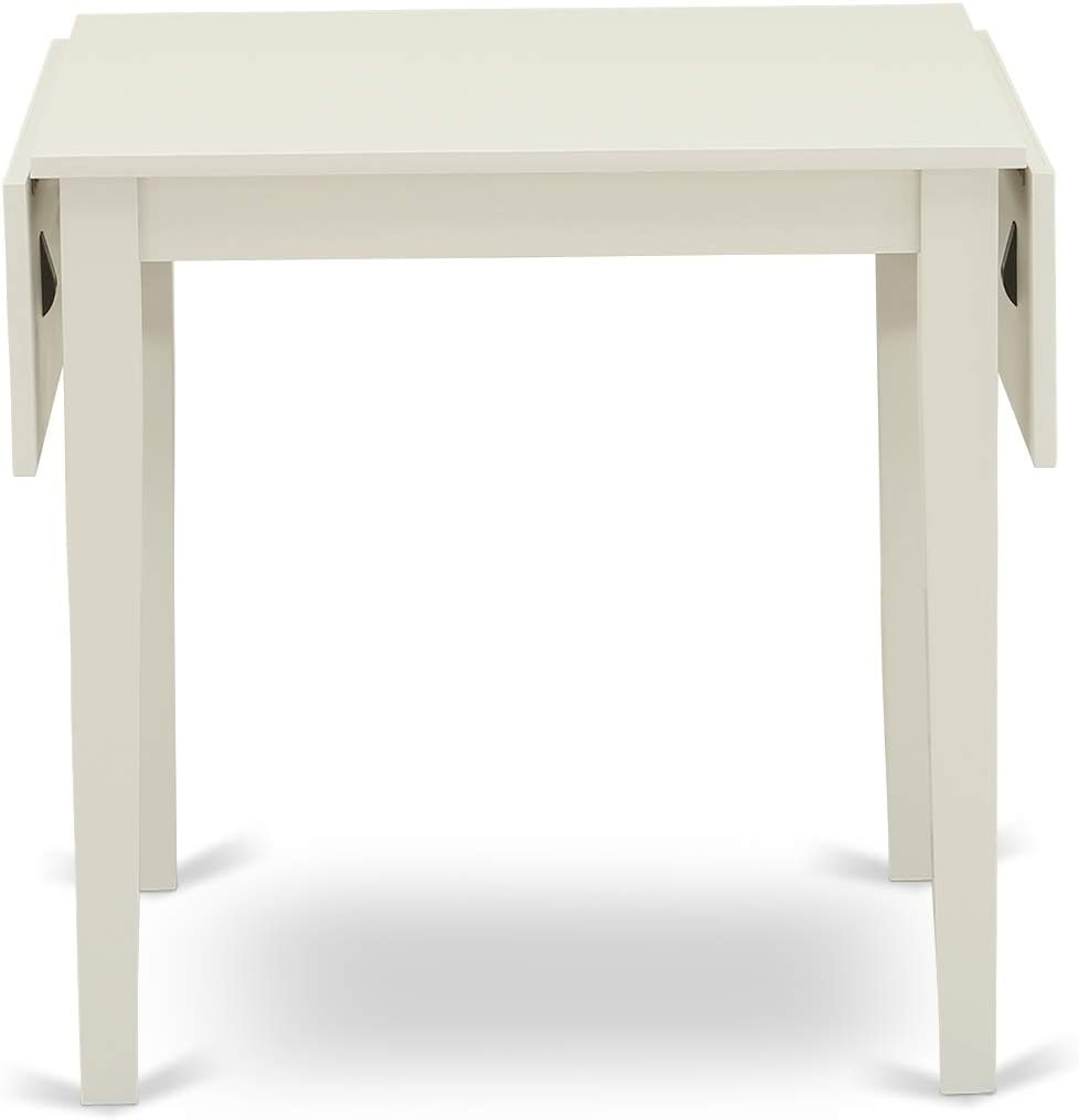 East West Furniture 1NDCE5-LWH-15 5 Piece Dining Table Set Includes a Rectangle Kitchen Table with Dropleaf and 4 Baby Blue Linen Fabric Upholstered Chairs, 30x48 Inch, Linen White