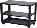 2 Tier AV Media Stand, Metal Audio Rack with Wheels, Adjustable Stereo Cabinet, Heavy-Duty Media Storage, 150kg Capacity, Perfect for Home Theater & Entertainment Center (50.9x30x46.7cm)