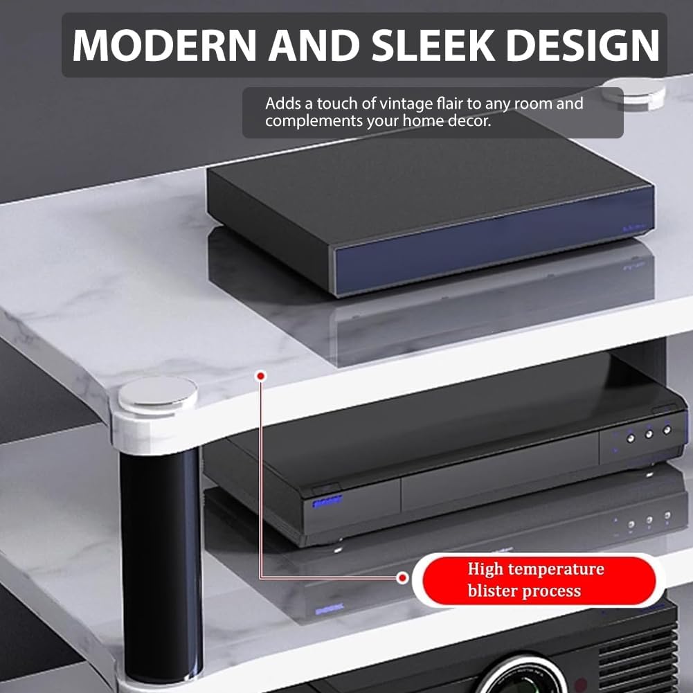 Modern Audio Video Stand, Open Vinyl Player Stand Stereo Cabinet, Thickened Steel Legs, Media Console Storage Shelf, Audio Video Components for TV and AV Equipment,1layer Black