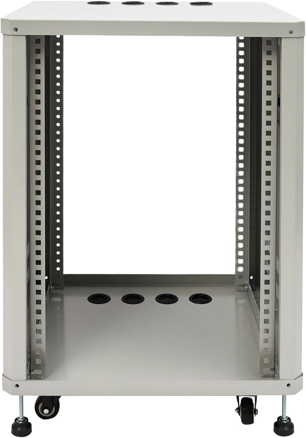 Network Audio Rack with Wheels, Steel Server Rack Cabinet for AV Equipment, Amplifiers, Network Gear, Rolling Universal Rack with Cable Management & Ventilation (Gray, 15U)