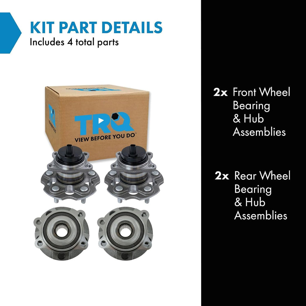 TRQ 2 Piece Wheel Bearing & Hub Assembly Set Compatible with 2012-2017 Toyota Prius V