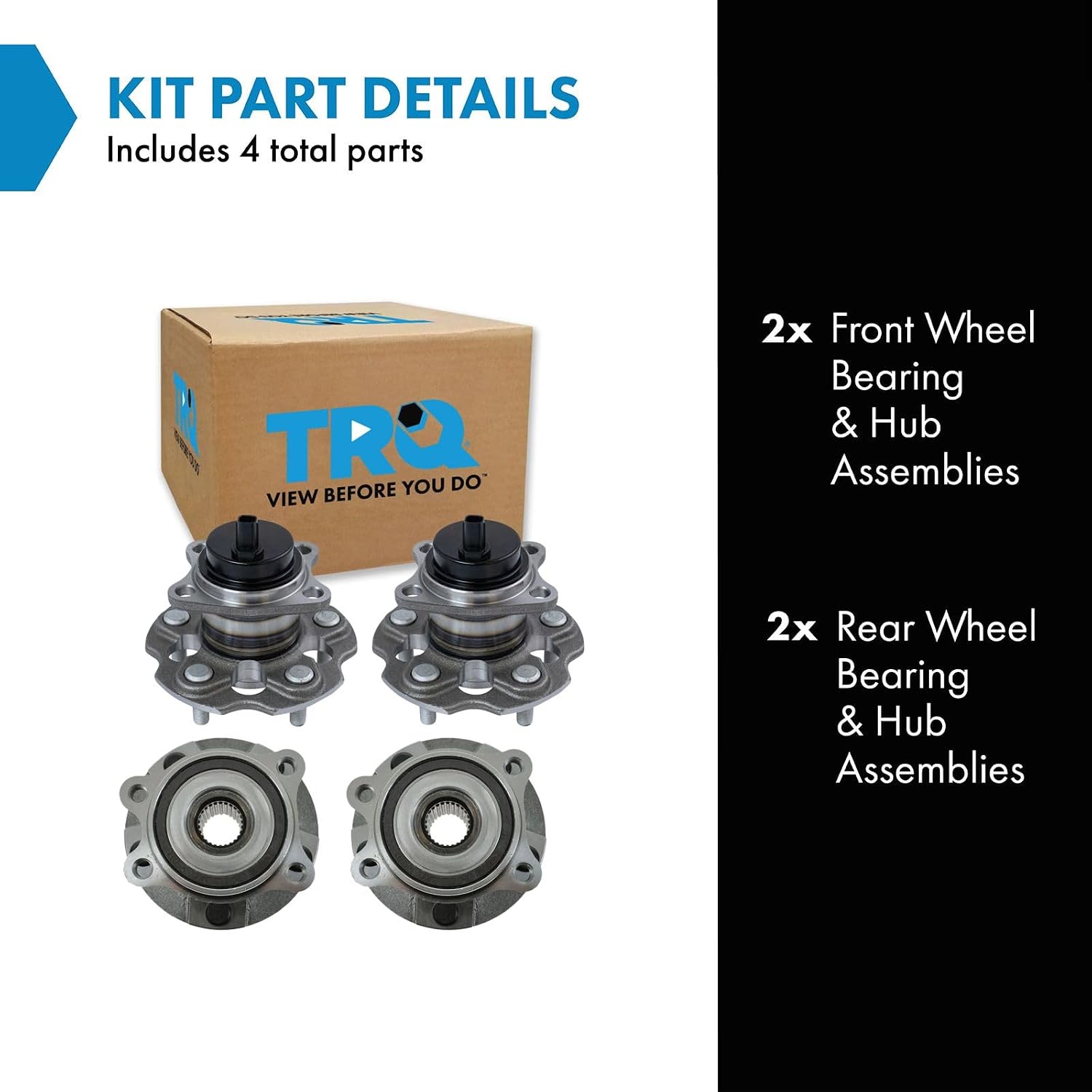 TRQ 2 Piece Wheel Bearing & Hub Assembly Set Compatible with 2012-2017 Toyota Prius V