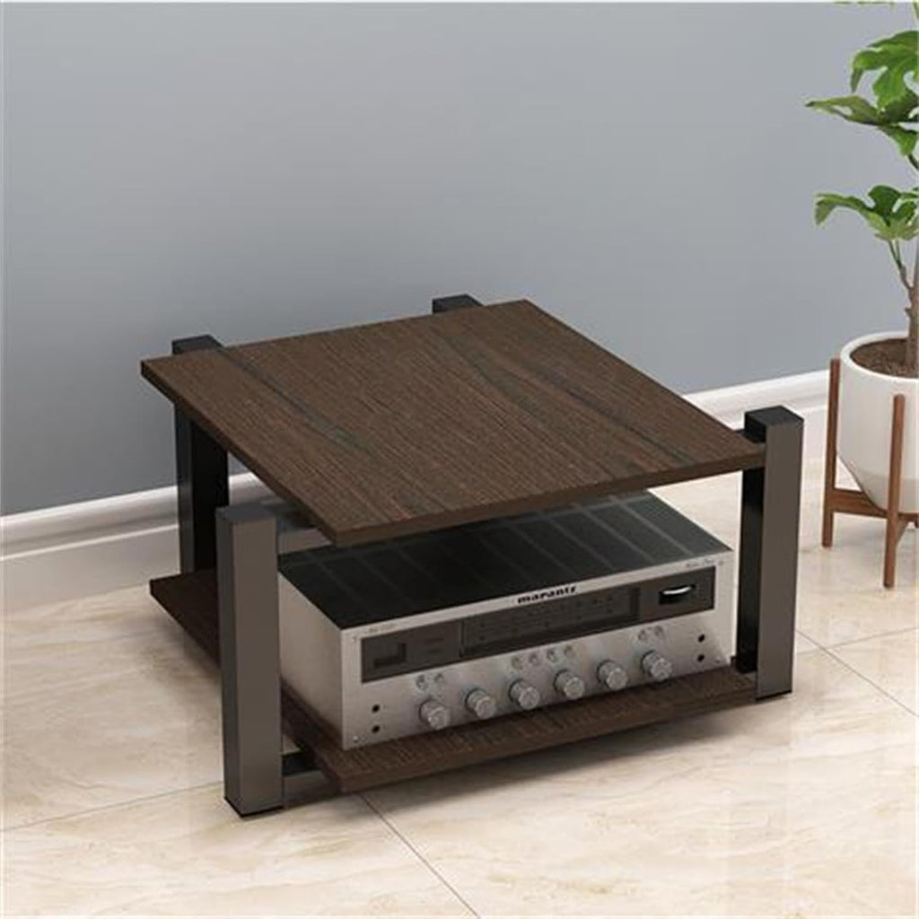 Dark Walnut Audio Rack - 2 Tier AV Media Stand, Stereo Tower Cabinet for Entertainment System, Home Theater Audio/Video Component Display, Durable & Stylish Design