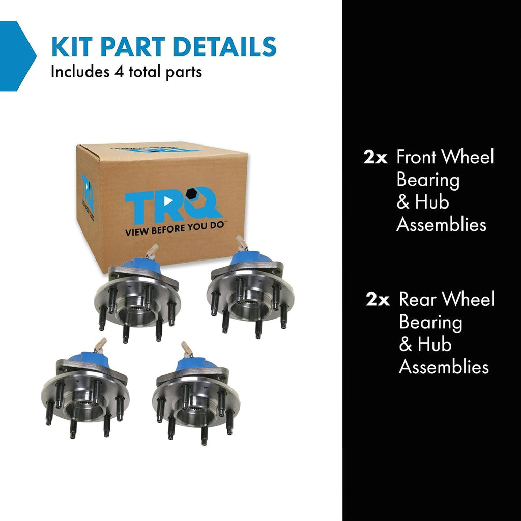 TRQ 2 Piece Wheel Bearing & Hub Assembly Set AWD with ABS Sensor Compatible with 2004-2009 Cadillac SRX