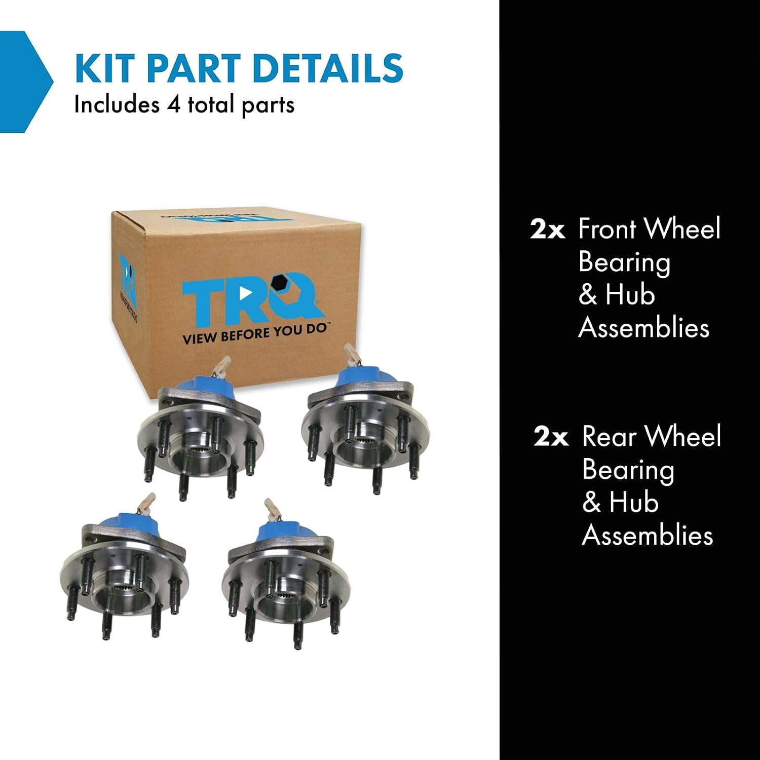 TRQ 2 Piece Wheel Bearing & Hub Assembly Set AWD with ABS Sensor Compatible with 2004-2009 Cadillac SRX