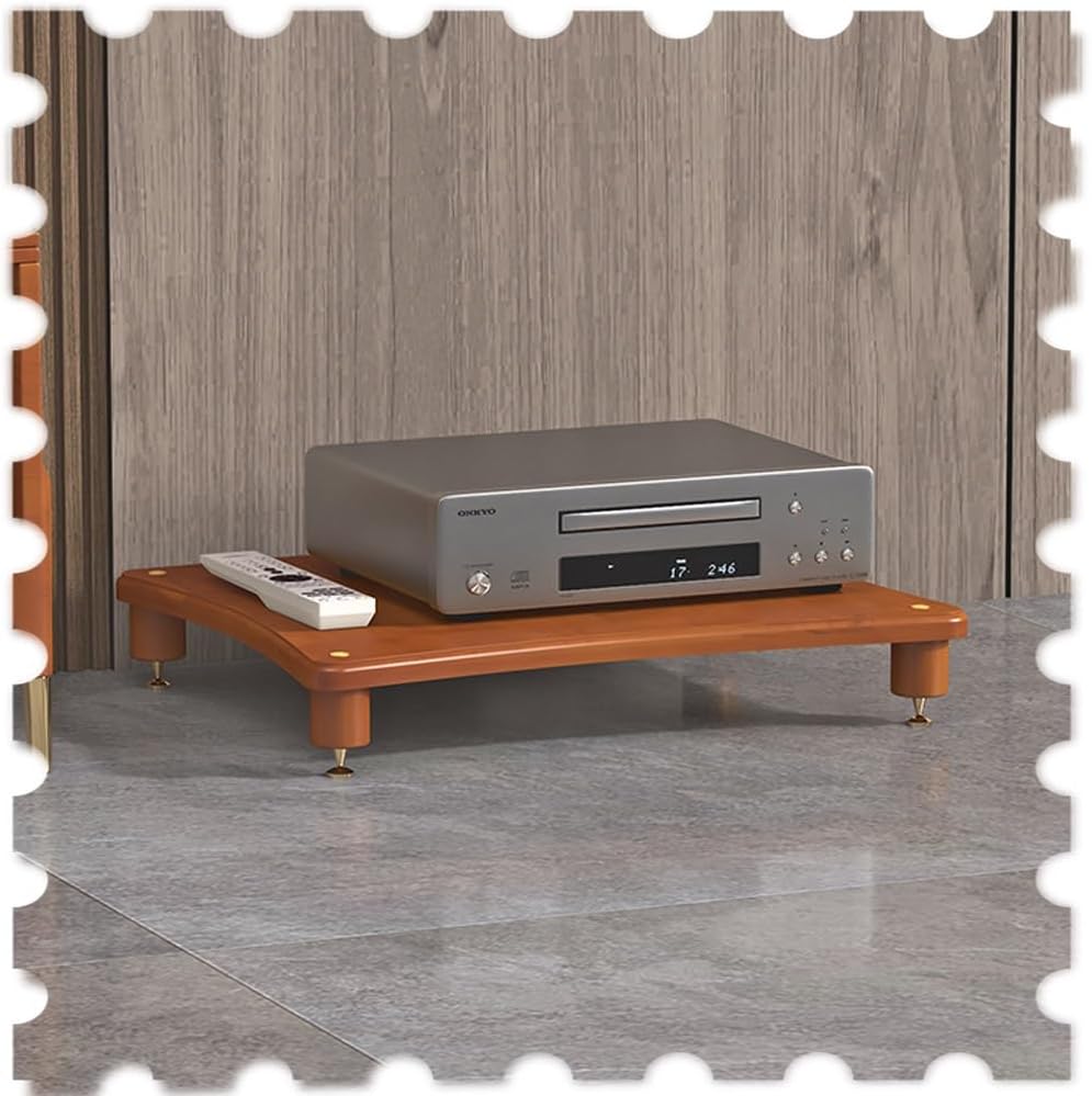 Wooden AV Cabinet 2/3/4 Tier Audio Component Rack Media Storage Stand for HiFi Audio Equipment, Open Stereo Cabinet(Teak,1Tier-10cm Tall)