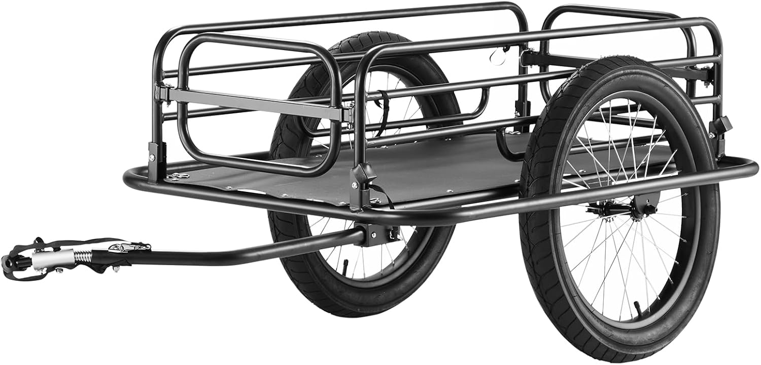 VEVOR Bike Cargo Trailer, 70/275 lbs Load Capacity, Foldable Compact Storage & Quick Release with Universal Hitch, 20' Wheels, Fits Most Bike Wheels, Carbon Steel Frame, Heavy-Duty Bicycle Wagon Cart