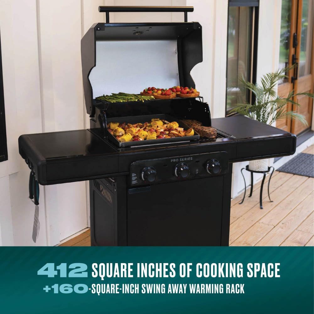 Charbroil® Pro Series™ with Amplifire™ Technology 3-Burner Propane Gas Grill and Griddle Cabinet, Black - 463365124