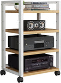 Furniture Media Stand Audio Rack DVD CD Player Stand Power Amplifier Equipment Cabinet, Floorstanding Storage Shelves，4-Tier Adjustable Shelf