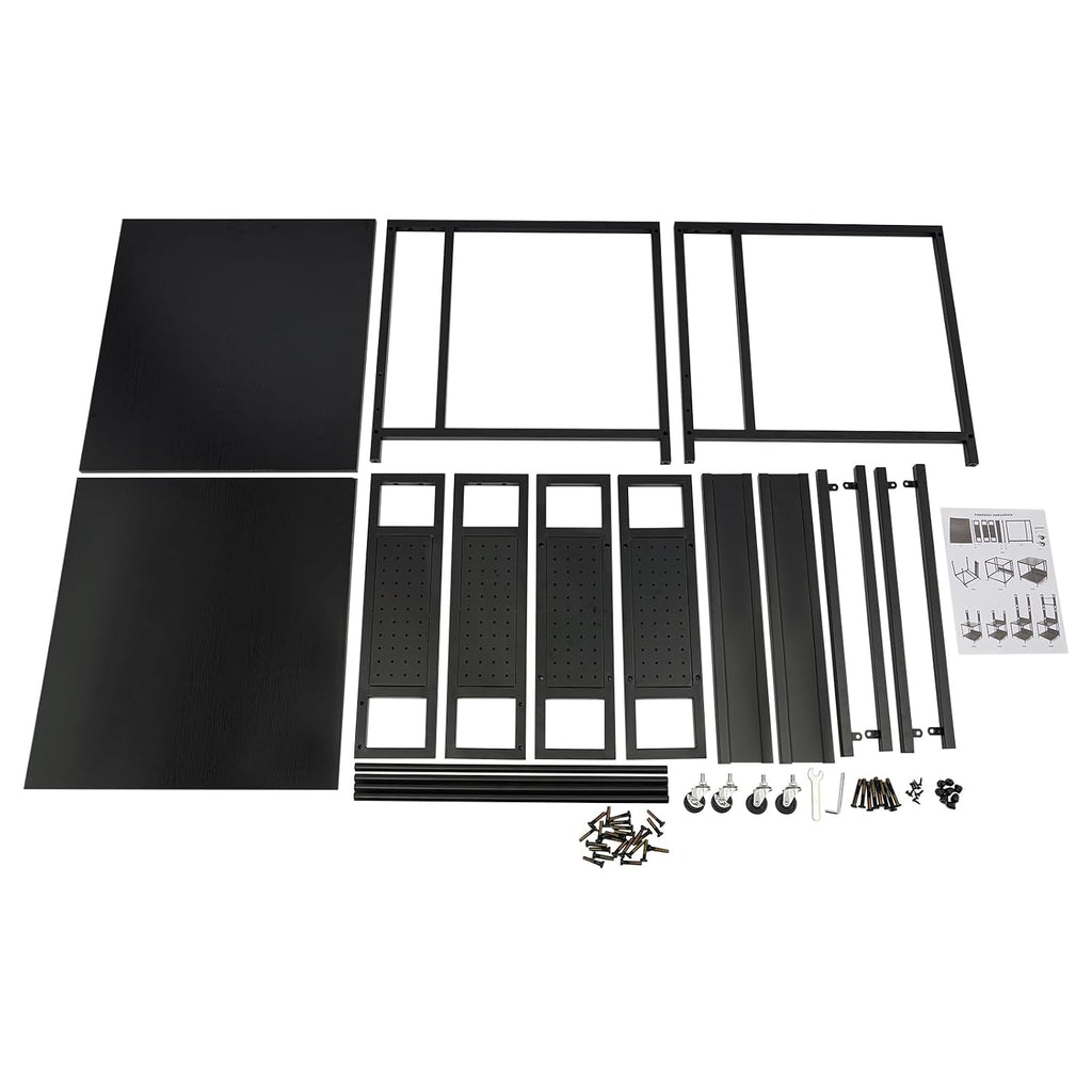 3D Printer Stand with Filaments Storage, 2-Tier 3D Printer Table Cart Desk with Wheels for Workshop Studio Office, 23.6' X 23.6' X 69', 110lbs Capacity (Black)
