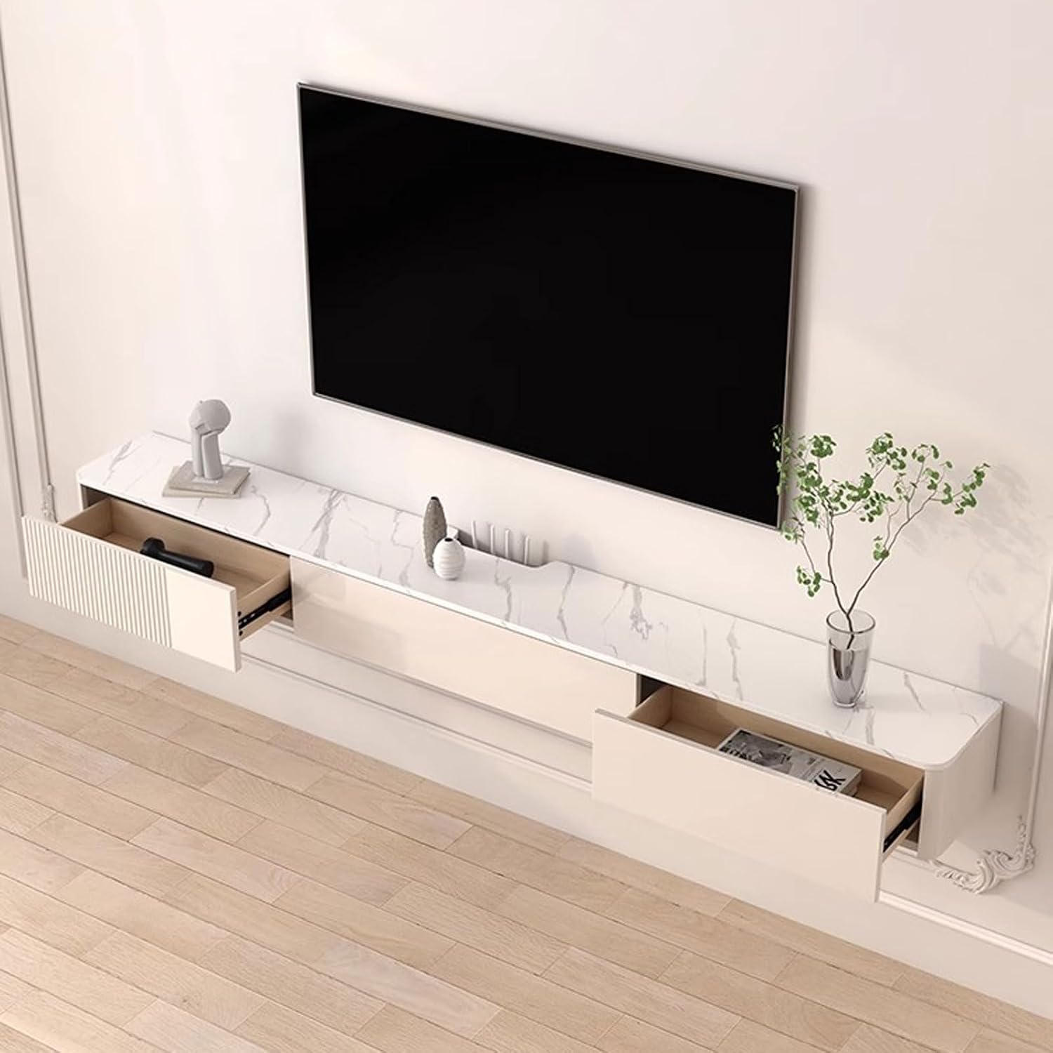 Floating TV Shelf Wall Shelf Wall Mounted TV Cabinet Home Entertainment Center TV Stands Book Shelf Game Media TV Console With drawer Storage Shelf Bedroom Living room Audio-visual Equipment Shelves