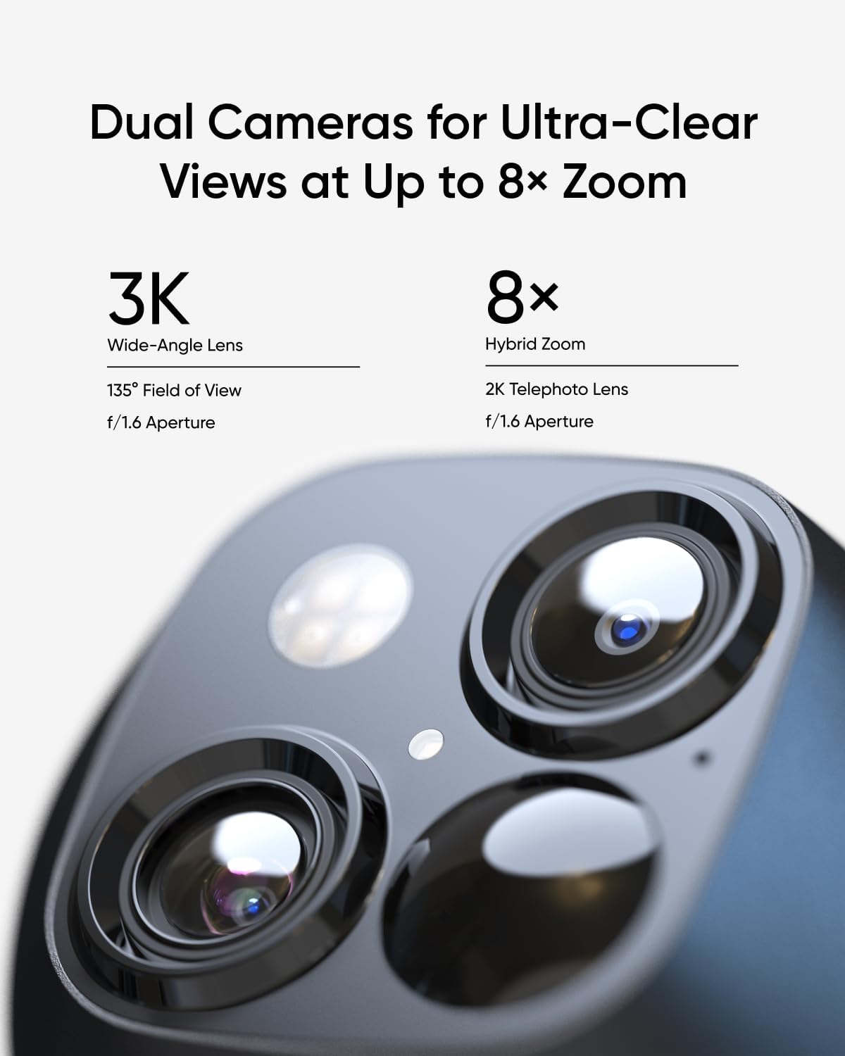 eufy Security 3K Dual Camera, SoloCam S340, Solar Security Cameras Wireless Outdoor, Cameras for Home Security, 360°Coverage, Pan & Tilt, No Blind Spots, No Monthly Fee, Built-in 8GB
