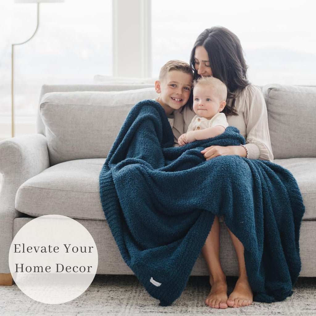 Saranoni Bamboni Luxury Throw Blanket | Oversized Super Soft Plush Home Decorative Comfy Blankets for Couch or Bed | Nautical Blue - X-Large 60' x 80'