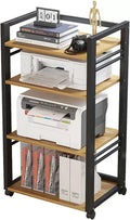 GRFIT Printer Stand 4 Tier Printer Stand, Printer Cart with Storage Shelf, Height Adjustable Rolling Printer Table with Wheels for Mini 3D Printer Printer Table