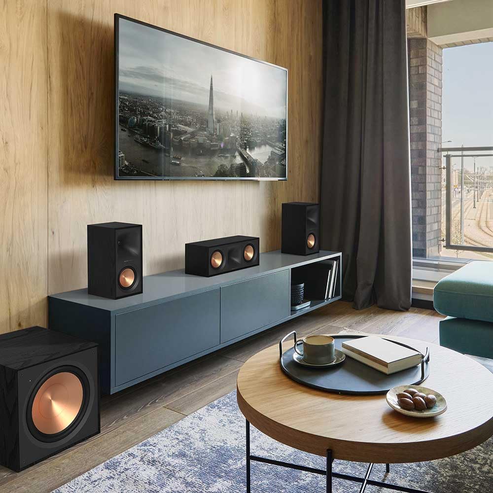 Klipsch Reference Next-Generation R-50M Horn-Loaded Bookshelf Speakers with 5.25' Spun-Copper Woofers for Best-in-Class Home Theater Sound in Black