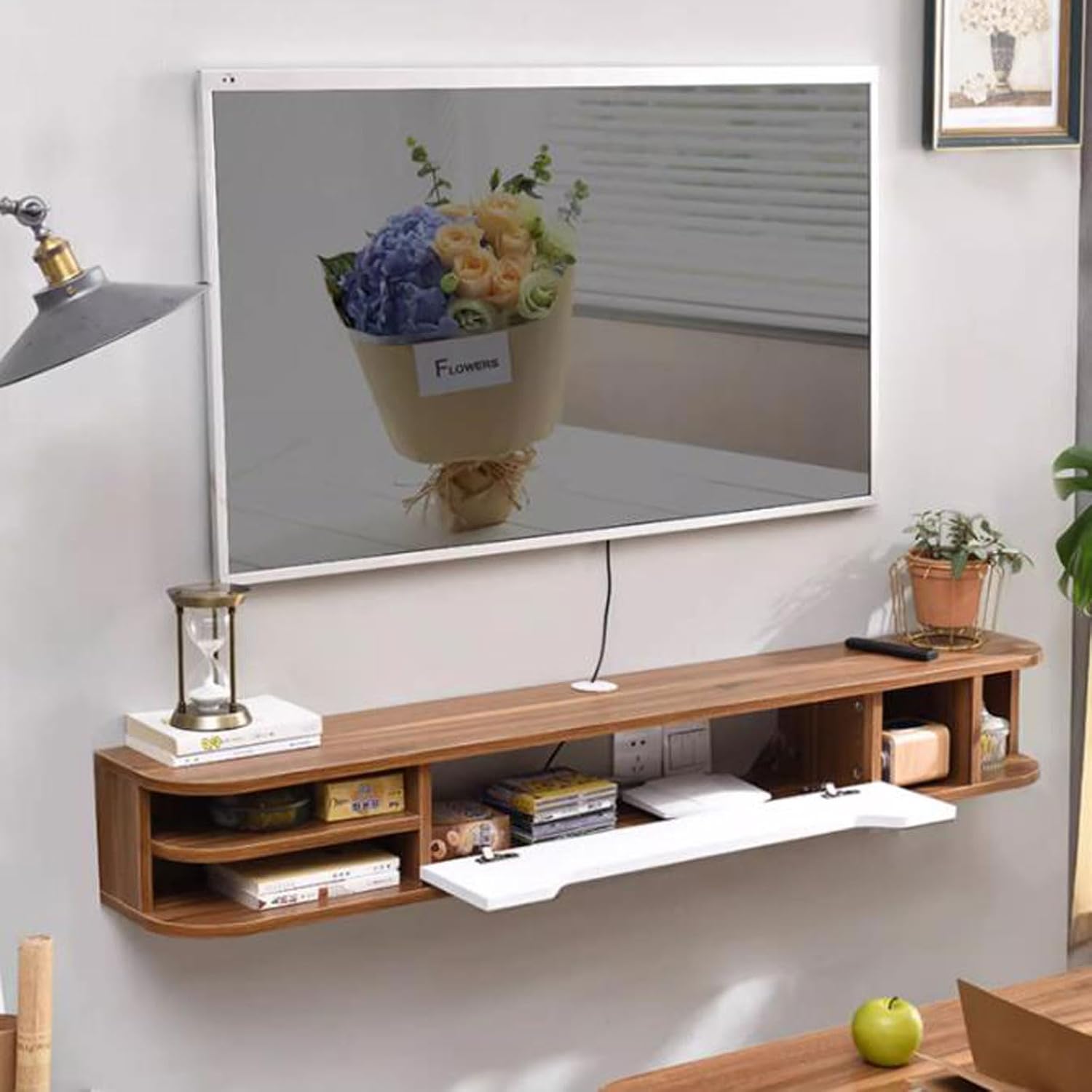 Modern Wall Mounted TV Cabinet Floating TV Shelf Wall Shelf Entertainment Center TV Stands Media TV Console Bookcase Multimedia Storage Cabinet TV Wall Unit Decor Shelf Audio-visual Equipment Shelves