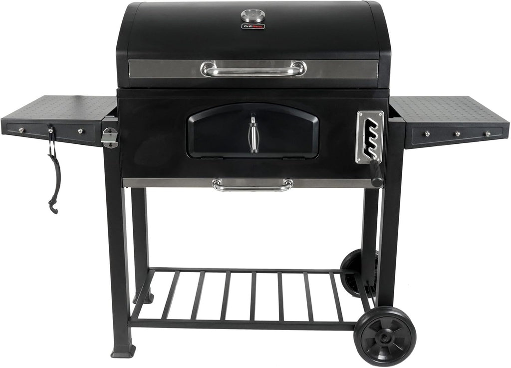 Grill Boss Charcoal Grill with Large 32-Inch Cooking Area - Includes Warming Rack, Side Shelves, Bottom Storage and Wheels for Outdoor BBQ, Tailgating, Camping & Backyard Grilling