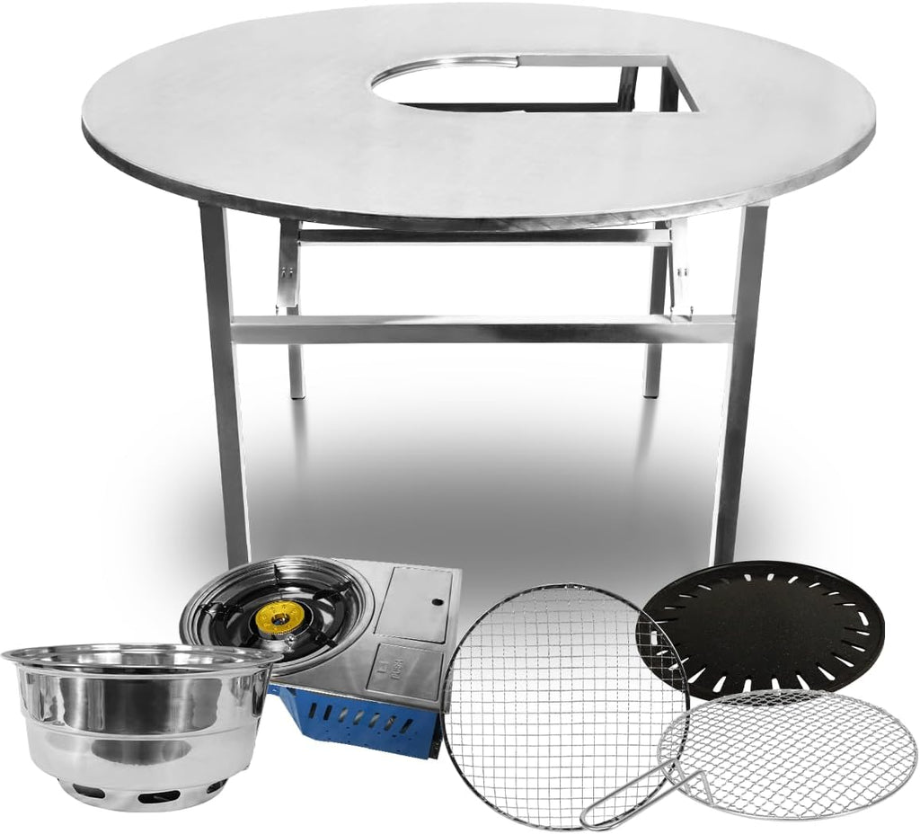 43.5' X 30' Korean BBQ Grill Foldable Outdoor Large Table All-In-One Set (Gas + Charcoal)