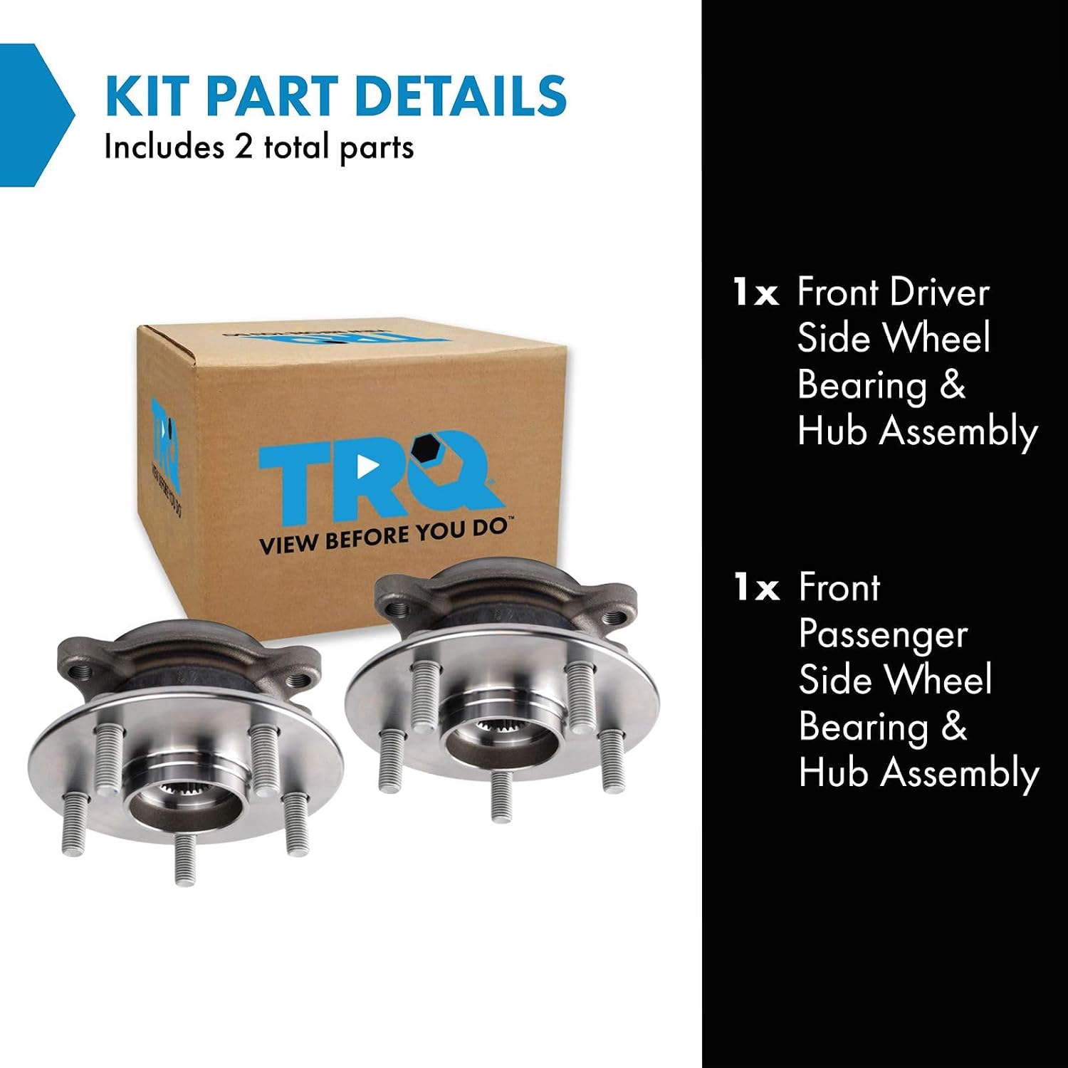 TRQ Front Left and Right Wheel Bearing and Hub Assembly Set 2 Piece Compatible with 21-23 Lexus ES250 2021 Toyota Avalon XLE L4 2.5L 18-22 Camry SE LE XLE XSE L4 2.5L 18-20 Camry L L4 2.5L