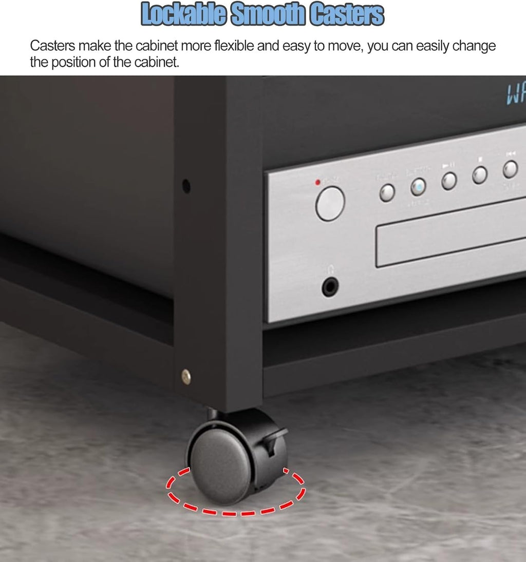 3/4/5/6/7 Tier Audio Component Rack Tower Media Stereo Stand Equipment Shelves with Wheels, Modern Tall HiFi Racks Audio/Video Component Cabinet for Home/Office, 7 tier-131cm(51.6in)