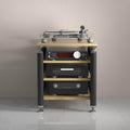 AV Media Stand,Audio Rack Stereo Cabinet,Stereo Stand with Shock-Absorbing Feet,Dvd Stand Storage Tower,record player console cabinet,Audio-video Shelving,Entertainment Stand(Black+wood,4floor)