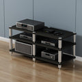 YVYKFZD 2/3/4-Tier AV Media Stand, Stand Audio Rack Corner Component Cabinet, Open Stereo Cabinet with Shock-Absorbing Feet, Power Amplifier Shelf Equipment(Size:Black 3 Tier-47.2'X18.9'X24.8')