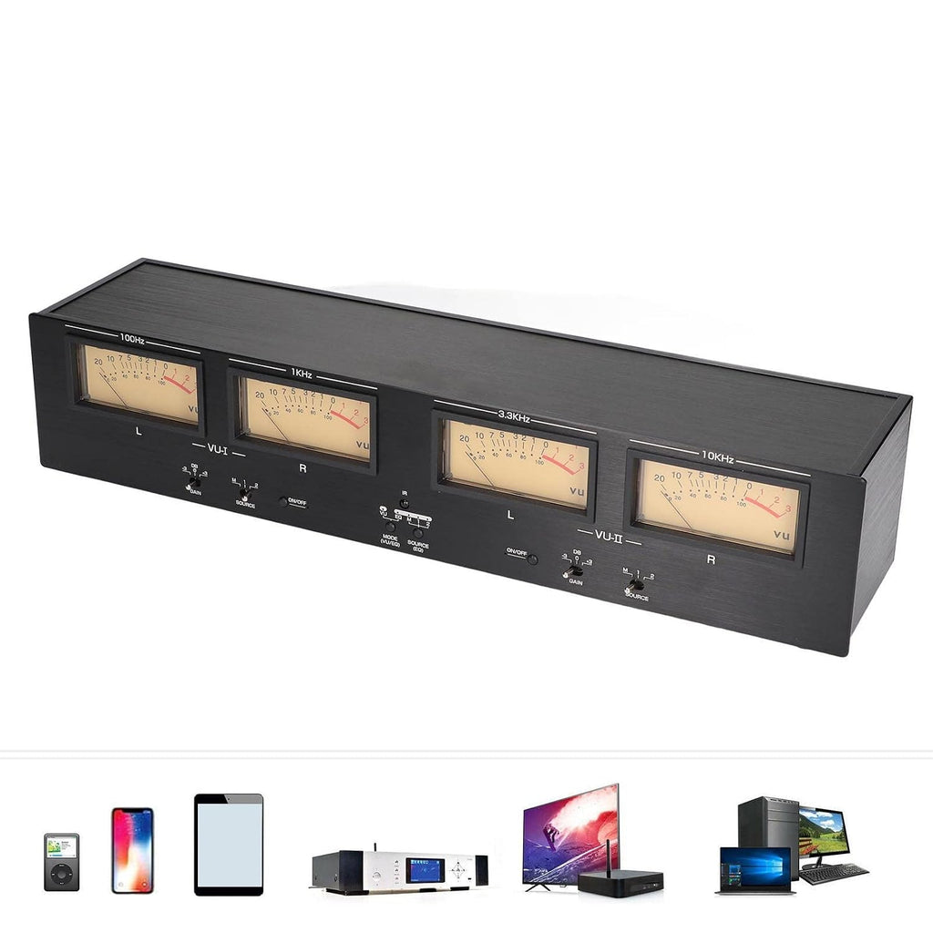 4 Way VU Meter 3 Gain DC 12V 1A Power Off Data Storage Analog Sound Level Meter for Audio Equipment