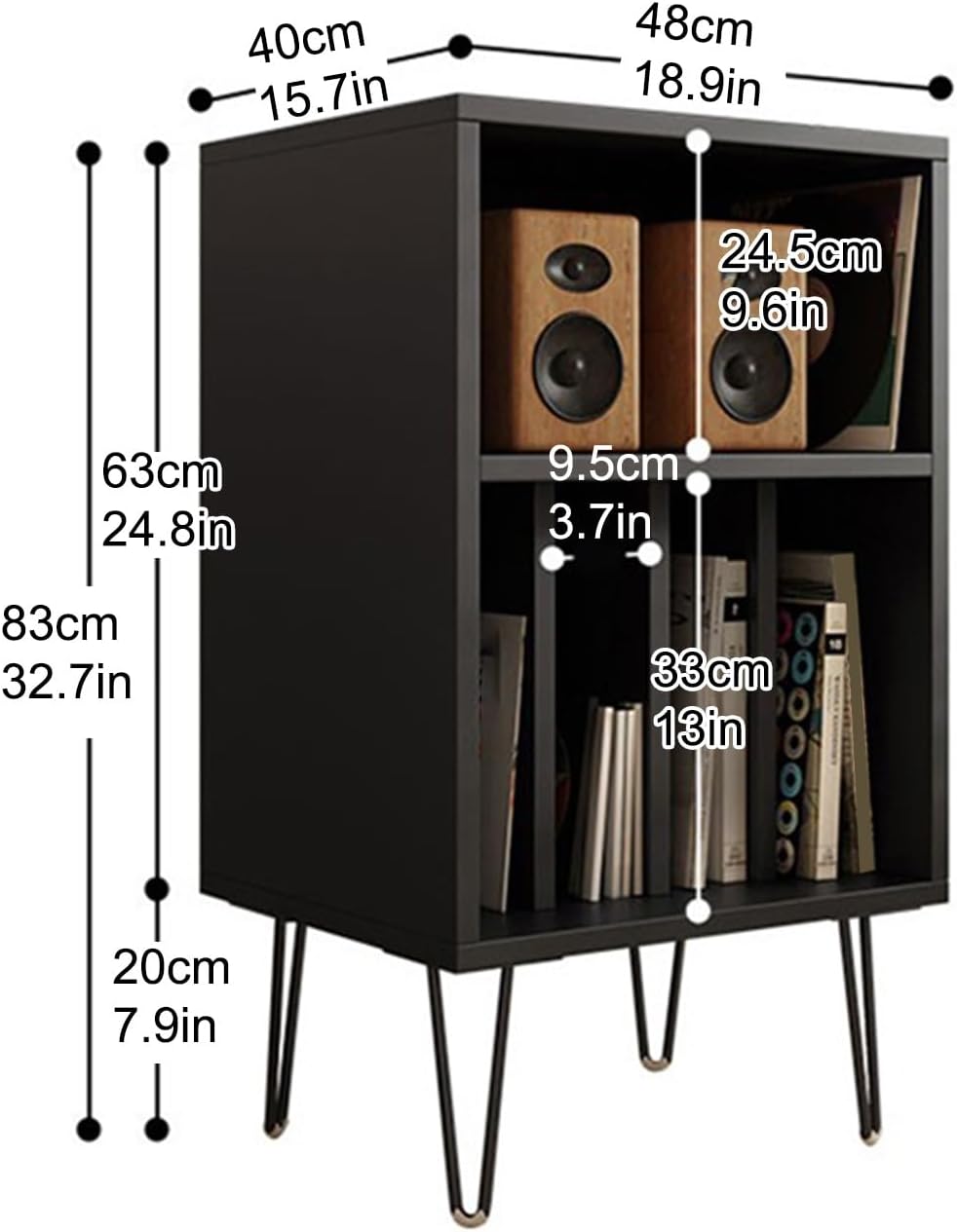 Modern AV Stereo Cabinet, Audio Rack & Media Shelf for Record Player, Home/Office/Theater Storage, Stylish Black Design, Durable & Functional Audio Furniture