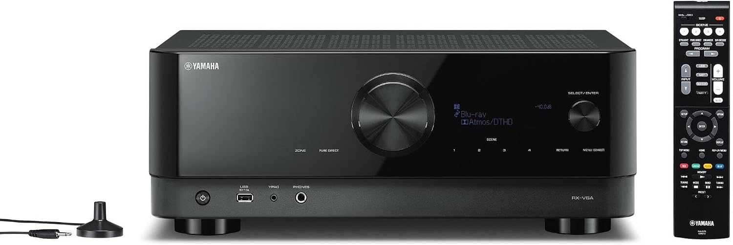 Klipsch Reference 5.2 Home Theater System, Bundle 2X R-625FA Floorstanding 2X R-12SW Subwoofer, R-52C Center, R-41M Bookshelf Speakers, and Yamaha RX-A2AB 7.2-Channel AV Receiver