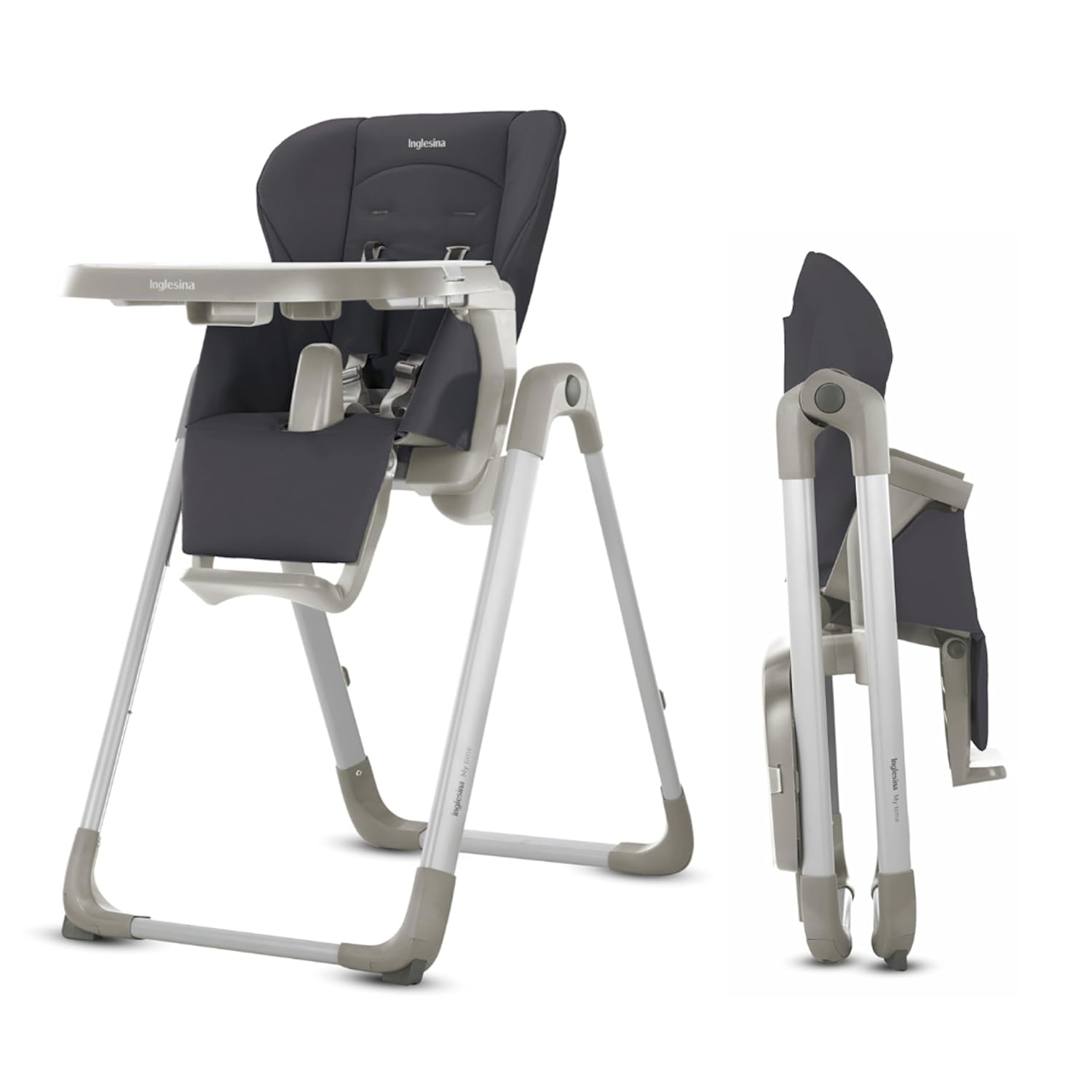 Inglesina My time Highchair, Pepper - Adjustable High Chair for Babies & Toddlers, 4 Height & 3 Recline Settings, Collapsible, Tool-Free Assembly, BPA Free, Removable Tray for Easy Cleaning