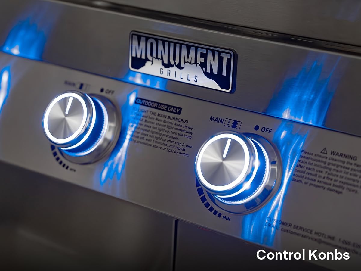 Monument Grills 4+2 Burner 72,000 BTUs Propane Gas Grill 700 sq.in. Stainless Steel Grill Built-In Thermometer, with two Side Burners