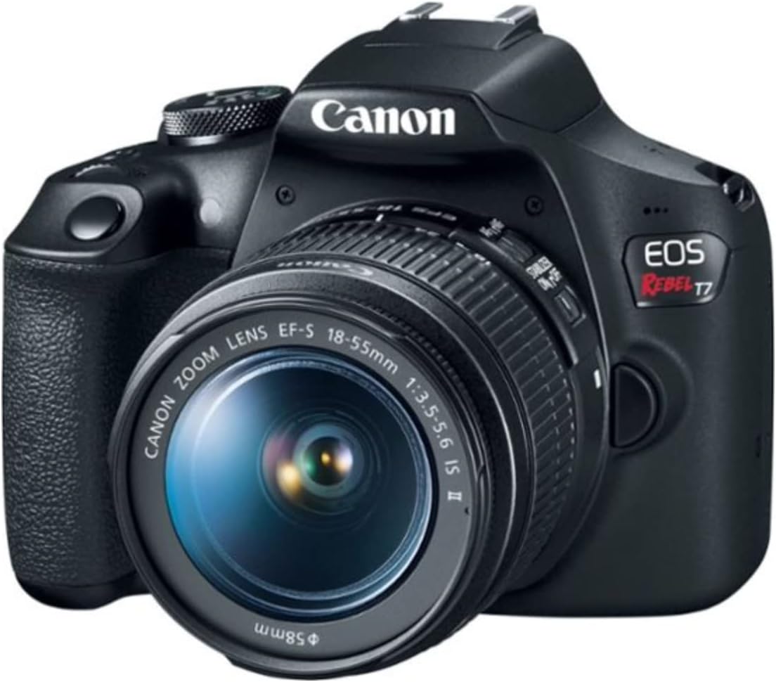 Canon EOS Rebel T7 DSLR Camera Double Zoom Lens Kit with EF-S 18-55mm and EF 75-300mm Lenses, 24.1 Megapixel CMOS (APS-C) Sensor, Full HD Videos, Wi-Fi, Beginner Photographers, Digital Camera, Black
