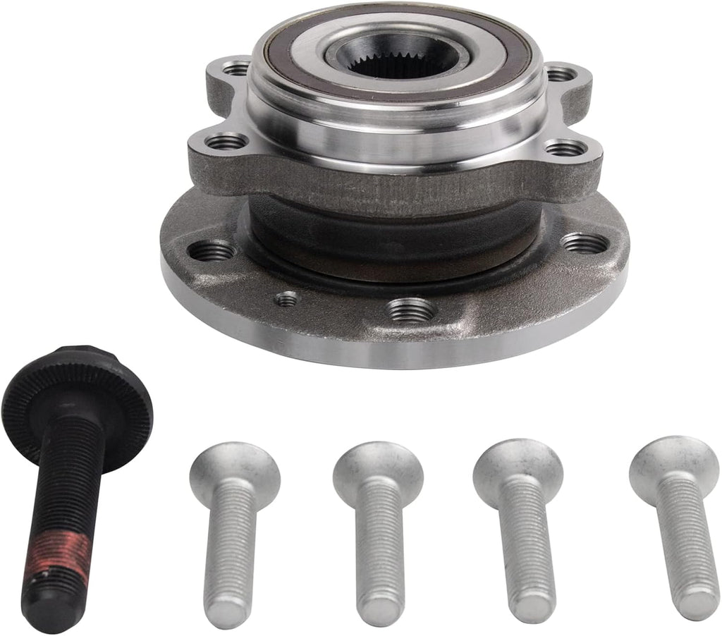 TRQ Left and Right Wheel Bearing and Hub Assembly Set 2 Piece Compatible with 12-19 Volkswagen Beetle 10-13 Golf 10-14 GTI 09-17 Tiguan All Wheel Drive 05-13 Jetta 12-21 Passat