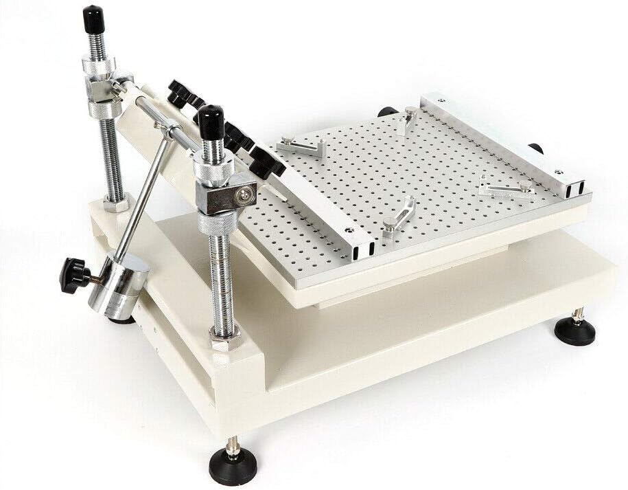 3040 Solder Paste Printer, PCB Stencil Printer, Manual Control Screen Printing Table with 4 Knobs and A Pressure Plate, Adjustable Height and High Repetition Accuracy