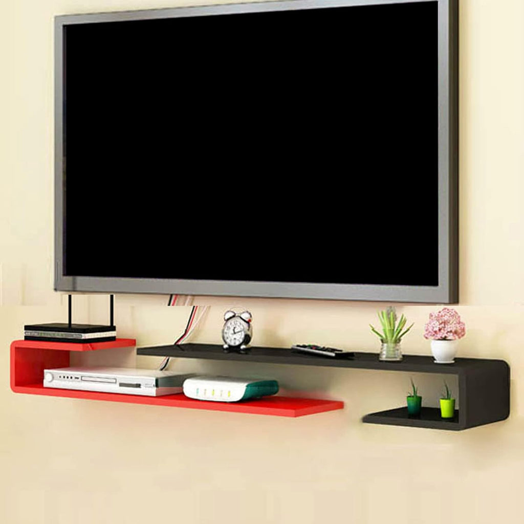 Wall mounted TV Shelf Decorative Wall Display Floating Shelf Wall Shelf TV Stand TV Media Console Audio-visual Equipment Shelves TV Board Wall-Mounted Cable Management Storage Shelf Gaming Shelf
