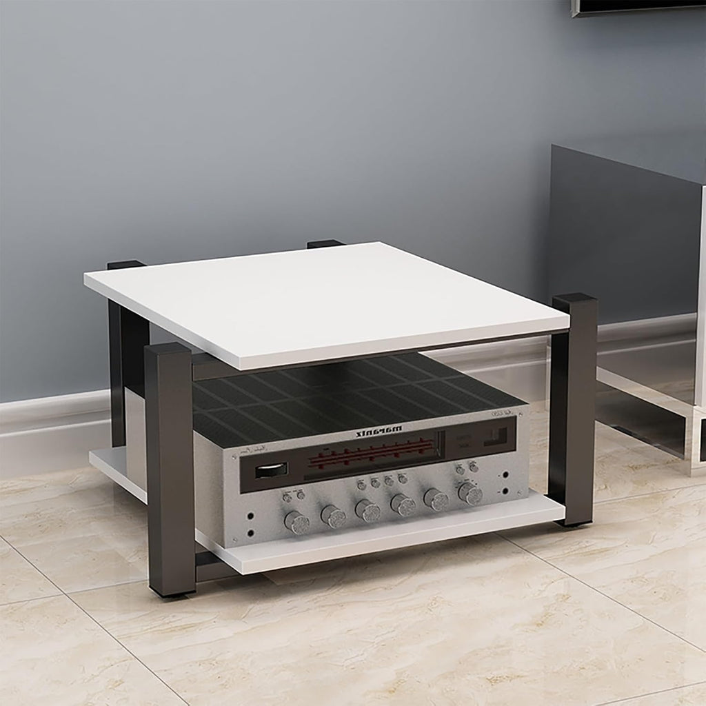 Audio Rack AV Media Stand Media Audio Tower Cabinet 2/3/4 Tier Audio Rack, for Entertainment Stereo Racks Component Storage and Collection Display(White,25cm/9.8in)