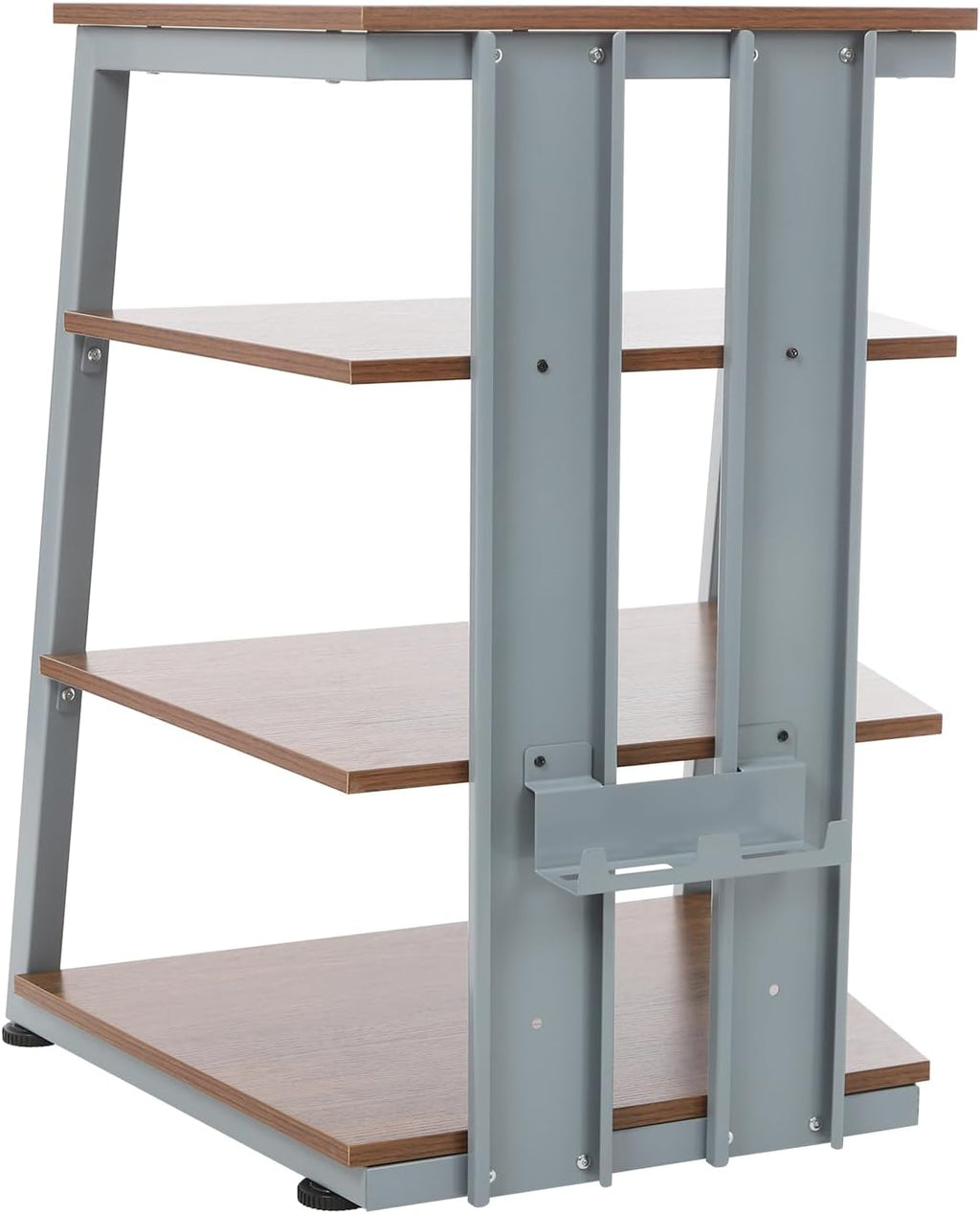 4-Tier AV Media Stand, Corner Shelf Stereo Audio Rack Stand with Adjustable Shelves, 110 lbs Total Capacity, Perfect for Home Theaters, Studios (Brown+Gray)