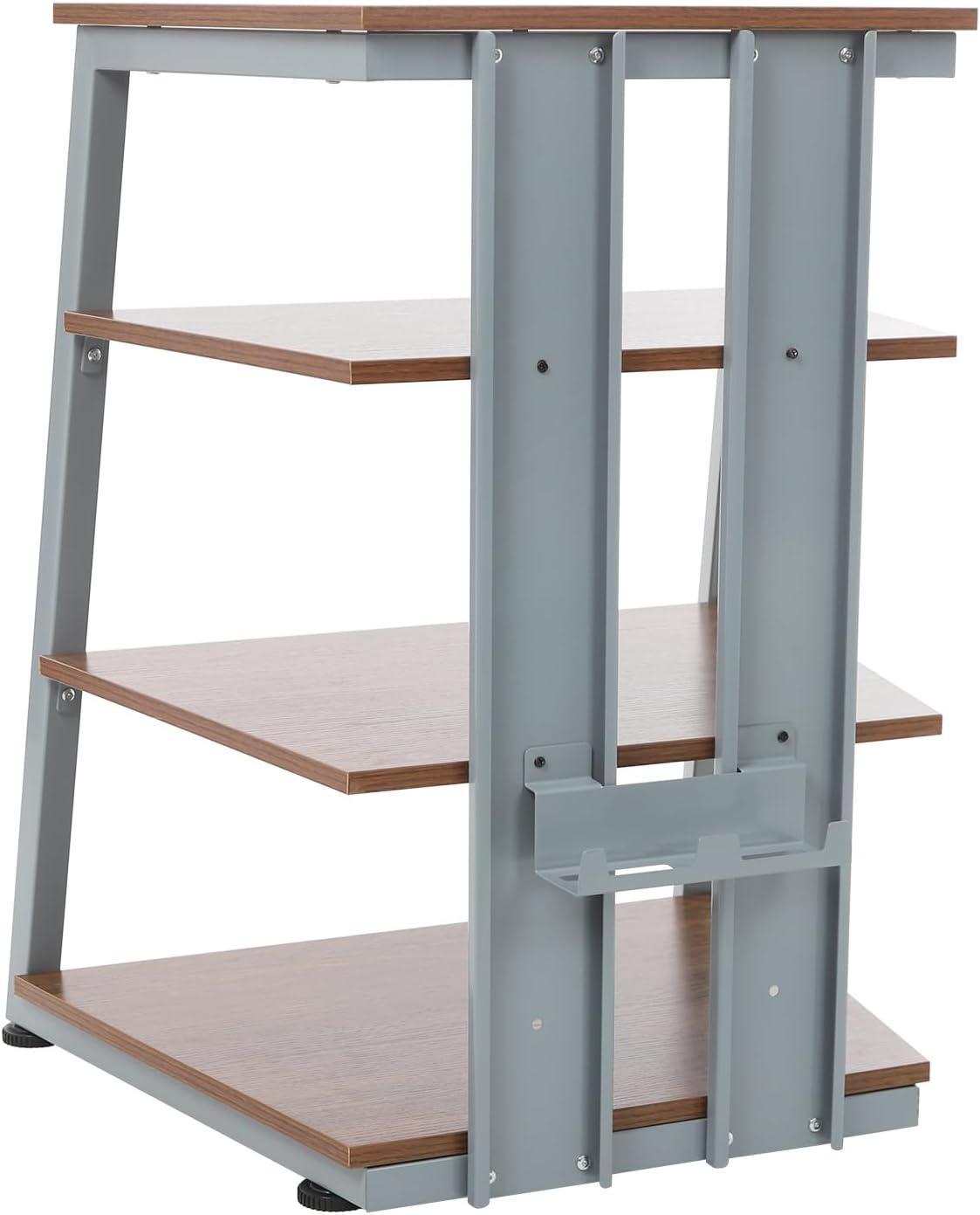 4-Tier AV Media Stand, Corner Shelf Stereo Audio Rack Stand with Adjustable Shelves, 110 lbs Total Capacity, Perfect for Home Theaters, Studios (Brown+Gray)